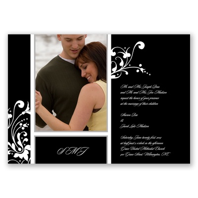 Fancy Flourish Photo - Black - Invitation