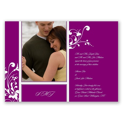 Fancy Flourish Photo - Sangria - Invitation