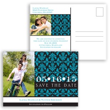Damask Photo - Malibu - Save the Date Postcard