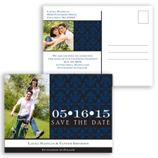 Damask Photo - Marine - Save the Date Postcard