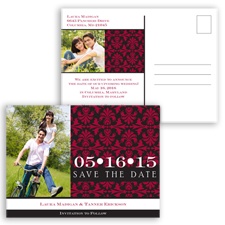 Damask Photo - Apple - Save the Date Postcard