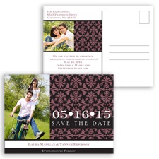 Damask Photo - Rosewood - Save the Date Postcard