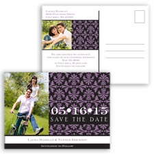 Damask Photo - Wisteria - Save the Date Postcard