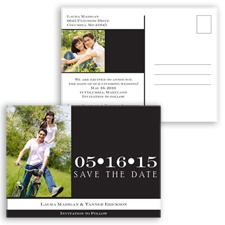 Damask Photo - Black - Save the Date Postcard