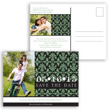 Damask Photo - Clover - Save the Date Postcard