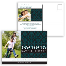 Damask Photo - Gem - Save the Date Postcard