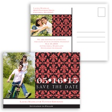 Damask Photo - Guava - Save the Date Postcard