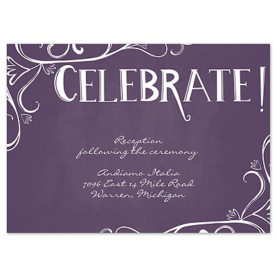 Fanciful Chalkboard - Plum - Reception Card