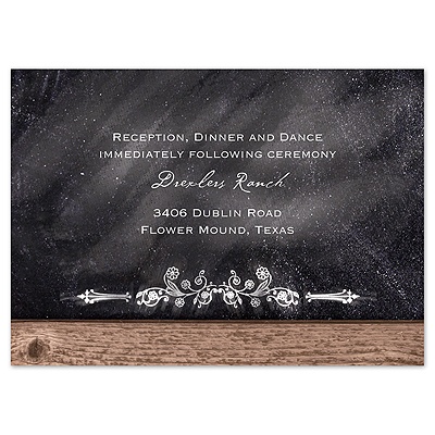 Rustic Chalkboard - Reception Card