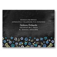 Floral Chalkboard - Cornflower - Reception Card