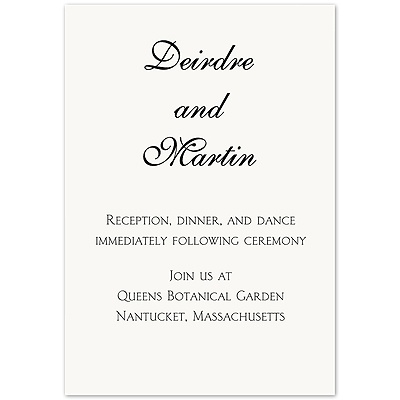Modern Elegance Couple Script - Bright White Reception Card