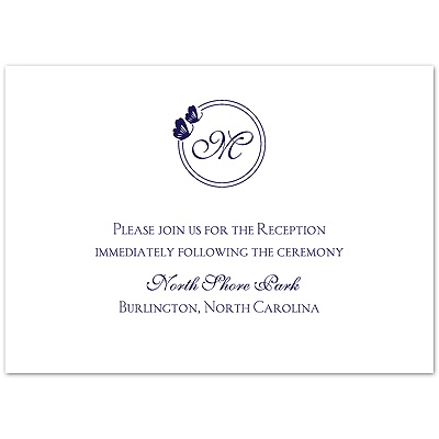 Circle Butterfly Monogram - Reception Card