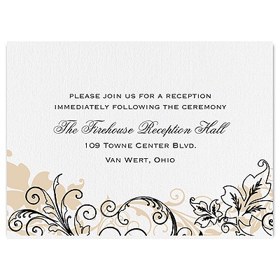 Flourish with Golden Shadow - Black - Reception Card
