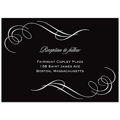 Photo and Swirls - Black  - Reception Card