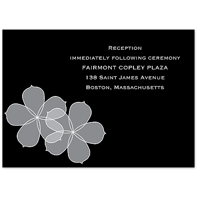 Floral Photo - Black - Reception Card