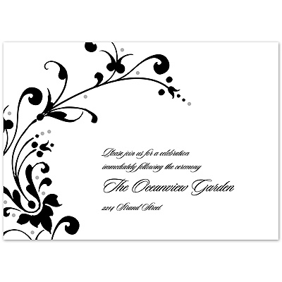 Fancy Flourish Photo - Black - Reception Card