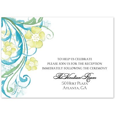 Watercolor Floral - Malibu - Reception Card