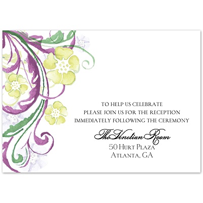 Watercolor Floral - Sangria - Reception Card