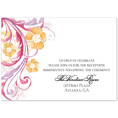 Watercolor Floral - Watermelon - Reception Card