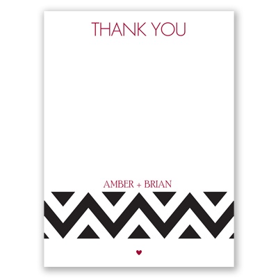 Chevron Sweethearts - Thank You Card and Envelope