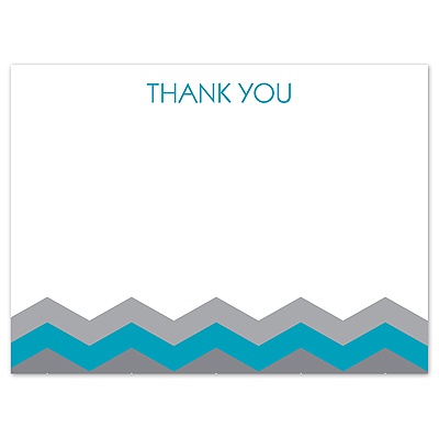 Chevron Style - Malibu - Thank You Card and Envelope