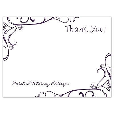 Fanciful Chalkboard - Plum - Thank You Card and Envelope