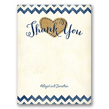 Burlap Heart - Thank You Card and Envelope