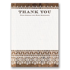 Barnwood & Lace - Thank You Card and Envelope