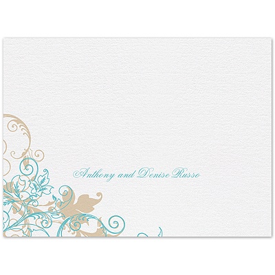 Flourish with Golden Shadow - Pool - Thank You Card and Envelope