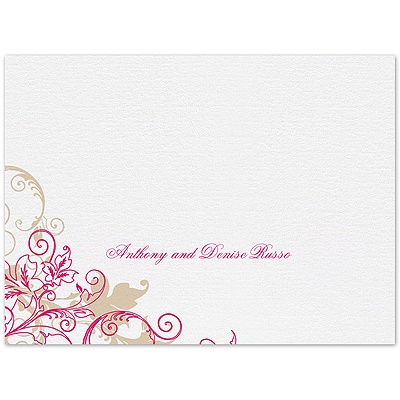 Flourish with Golden Shadow - Watermelon - Thank You Card and Envelope
