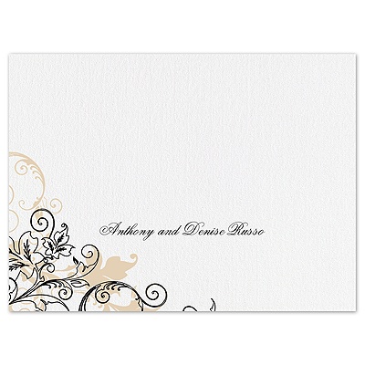 Flourish with Golden Shadow - Black - Thank You Card and Envelope