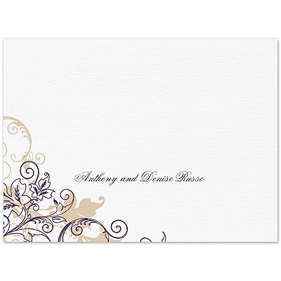 Flourish with Golden Shadow - Plum - Thank You Card and Envelope