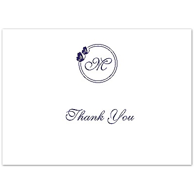 Circle Butterfly Monogram - Thank You Card and Envelope