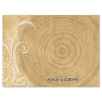 Woodgrain Circle - Thank You Card and Envelope
