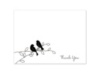 Love Birds - Black - Thank You Card and Envelope
