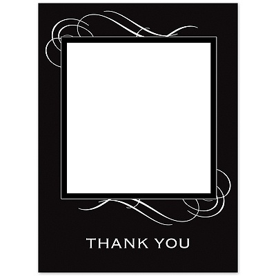 Photo and Swirls - Black  - Thank You Card and Envelope