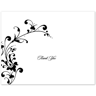Fancy Flourish Photo - Black - Thank You Card and Envelope