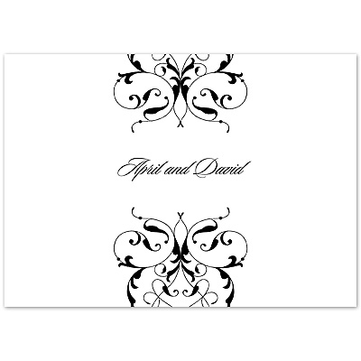Monogram Flourish - Black - Thank You Card and Envelope