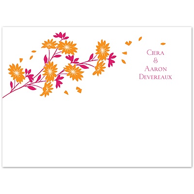 Graceful Petals  - Tangerine - Thank You Card and Envelope