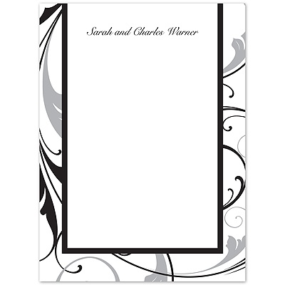 Swept Away - Black - Thank You Card and Envelope