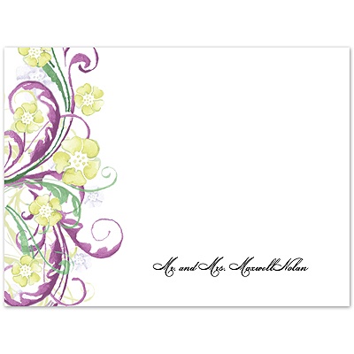 Watercolor Floral - Sangria - Thank You Card and Envelope