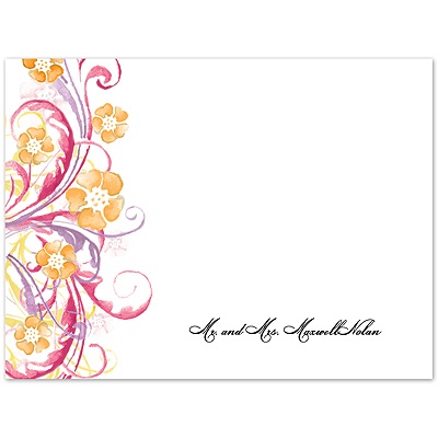 Watercolor Floral - Watermelon - Thank You Card and Envelope