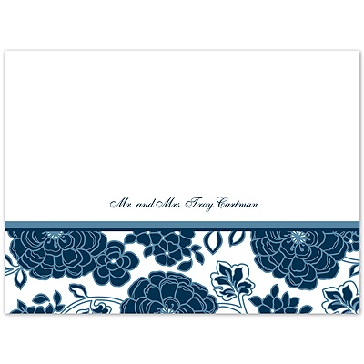 Floral Patterned - Peacock - Thank You Card and Envelope