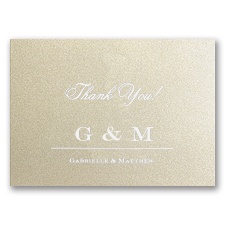 Classical Monogram - Champagne Shimmer - Thank You Card and Envelope