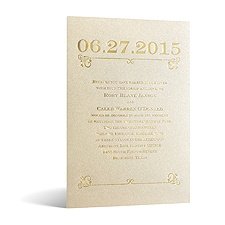 Classical Date in Foil Print - Champagne Shimmer - Invitation