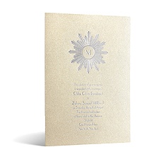 Deco Sunburst in Foil Print - Champagne Shimmer - Invitation