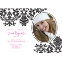Photo in Damask - Photo Birthday Invitation