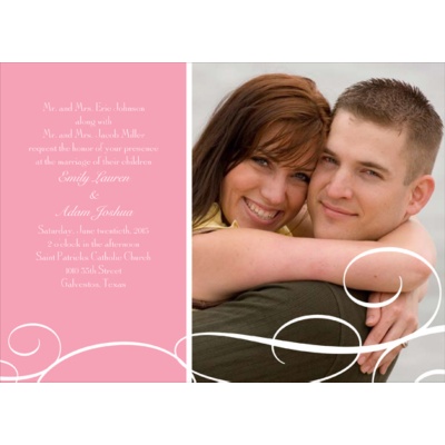 White Swirls - Pink Photo Save the Date Card