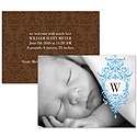Blue Flourish - Photo Birth Announcement