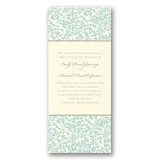 Vintage Damask Wedding Invitation - Aqua